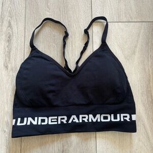 Under Armour Black Sports Bra with White Logo